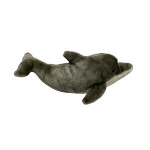 Sea World Gray Dolphin Gray With Blue Eyes 14" Plush Stuffed Animal Nature